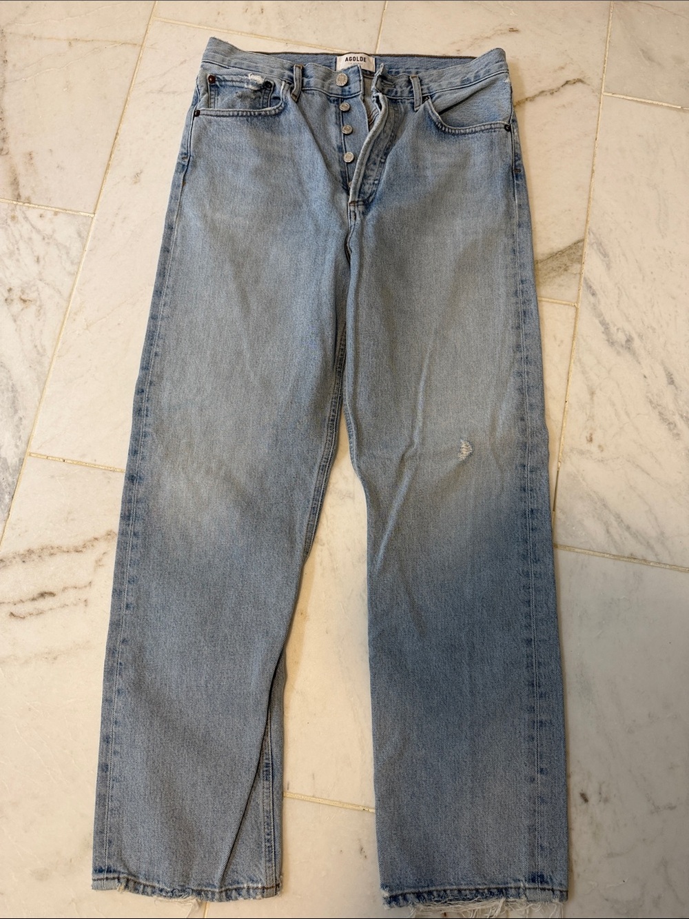 Agolde Light Wash Relaxed Straight Jeans